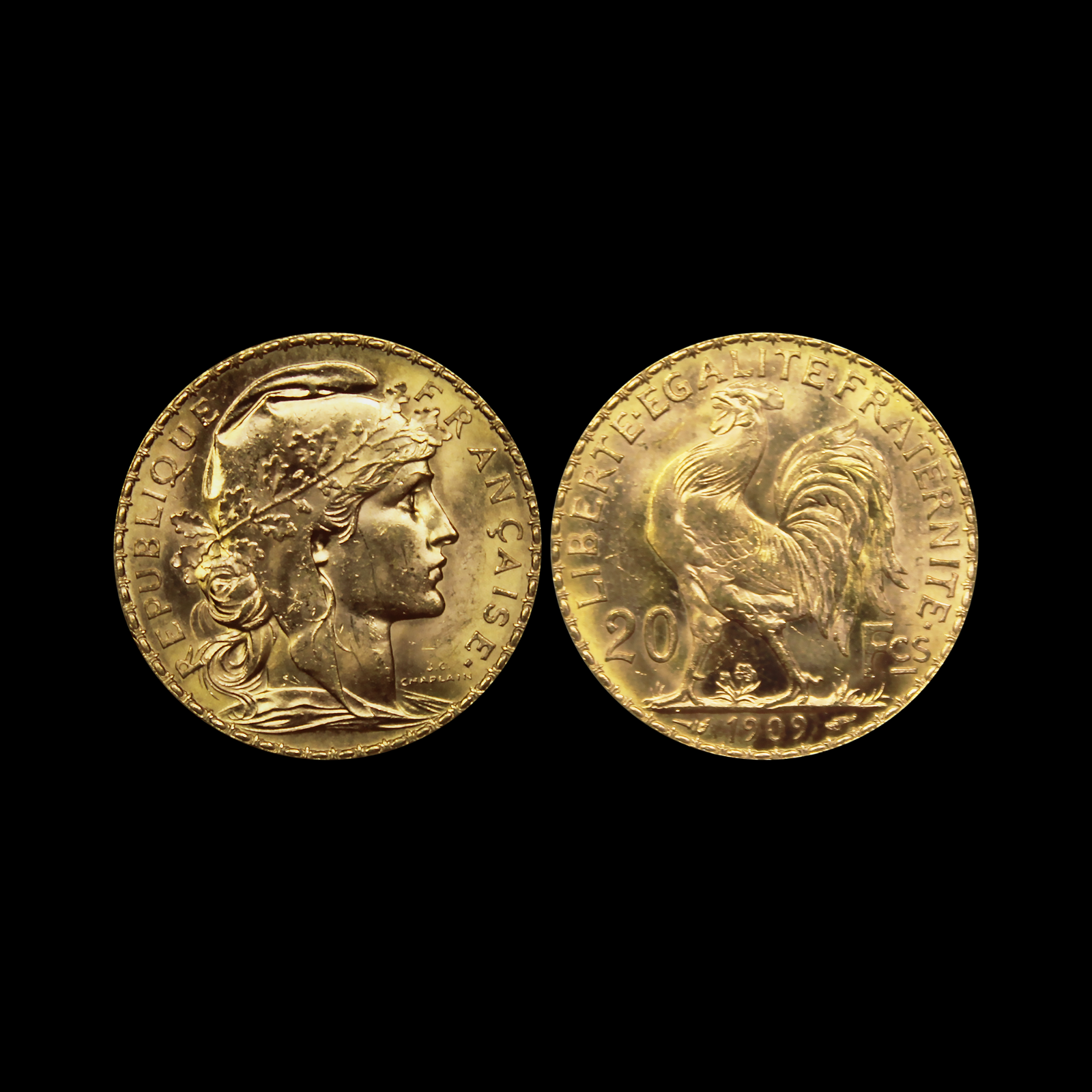 Pièce 20 francs or Marianne Coq, type Troisième République