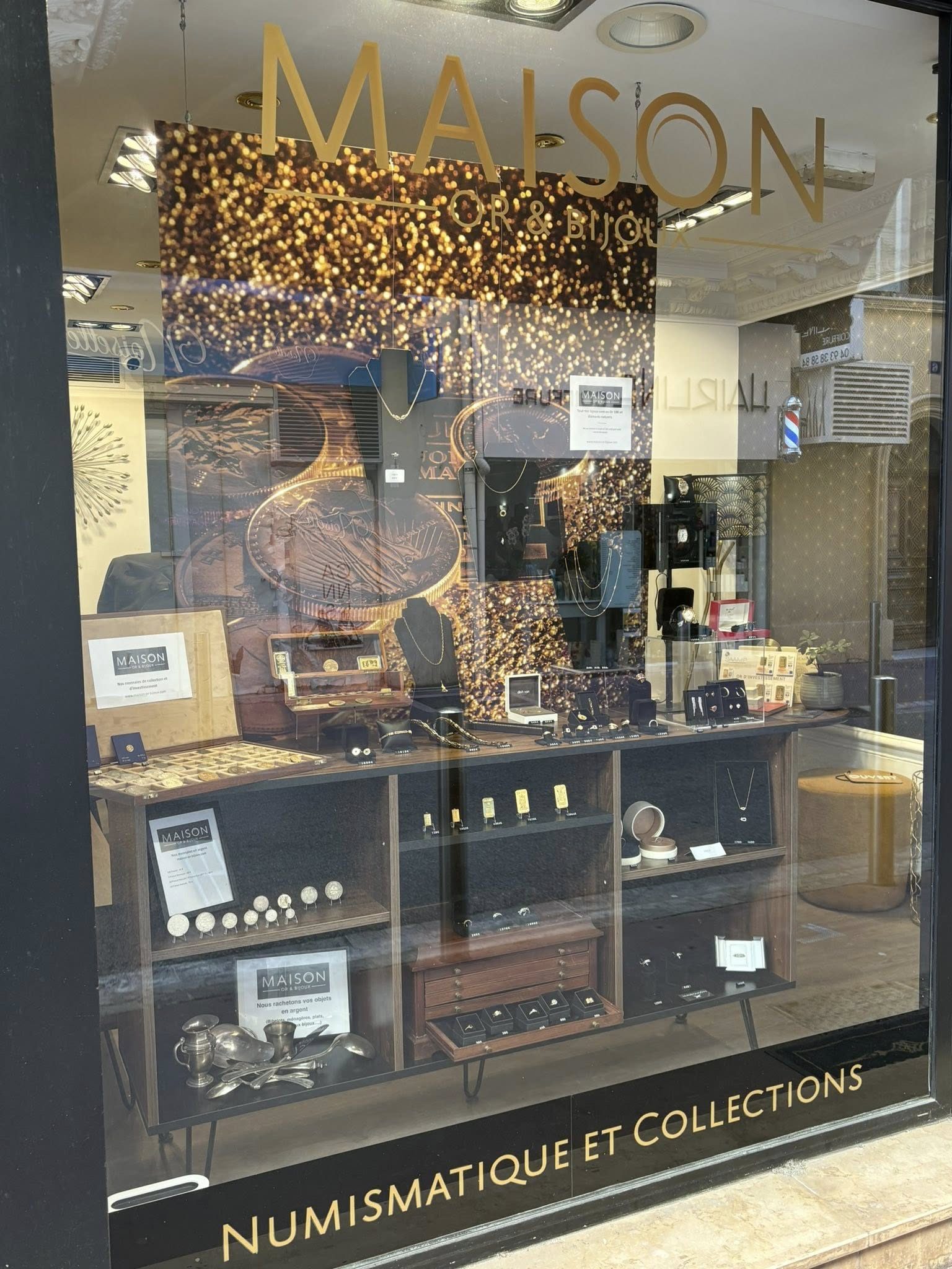 Bijoutier-marchand d'or à Cannes — cours du jour affiché