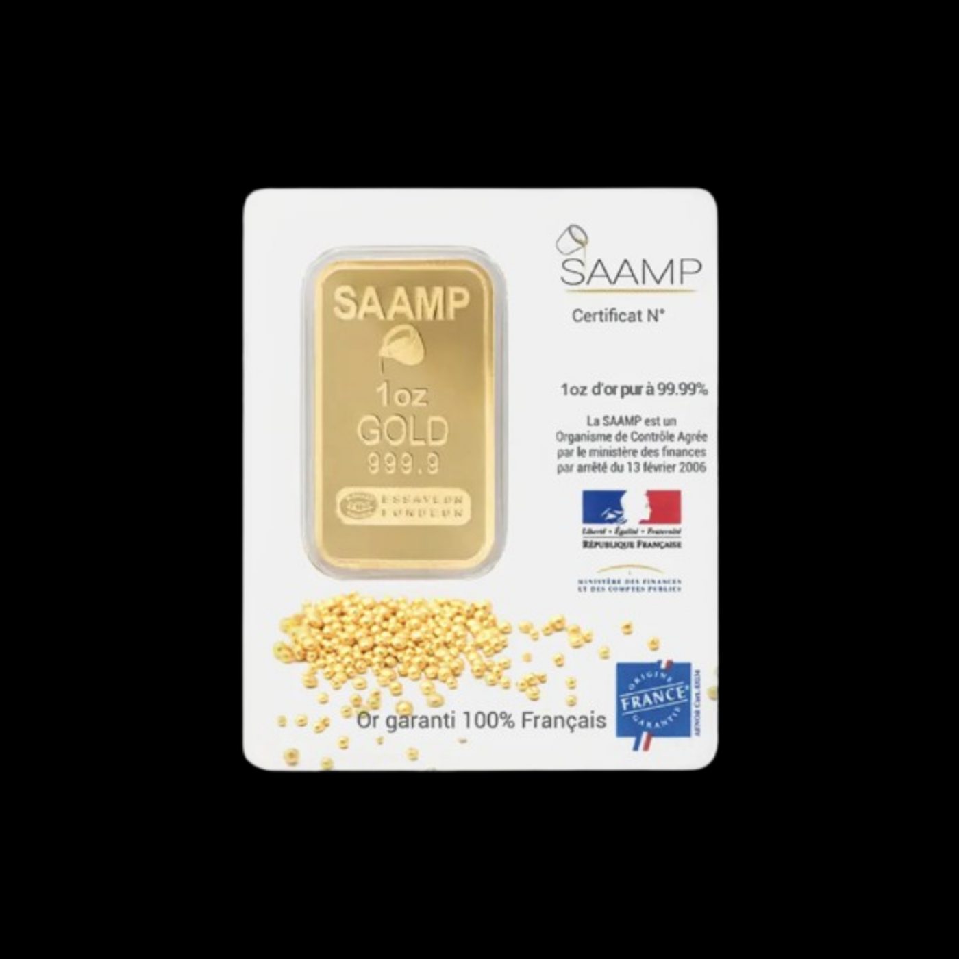 Lingot d'or d'une once (31,1 g) à 999 millièmes